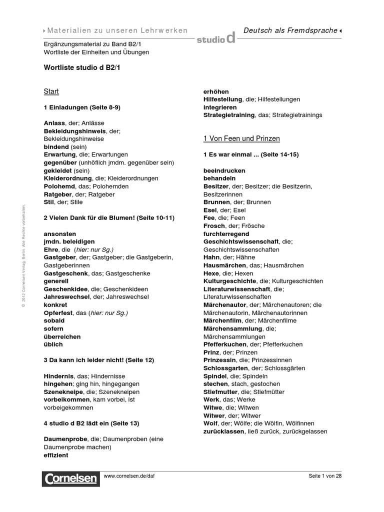 Studio D Wortliste B2 1 PDF | PDF