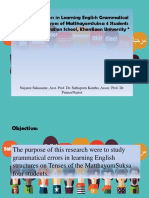 A Study of Errors in Learning English Grammatical Structures On Tenses of Matthayomsuksa 4 Students of The Demonstration School, Khonkaen University