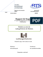 Rapport de Stage de LafargeHolcim - Meknes 2018