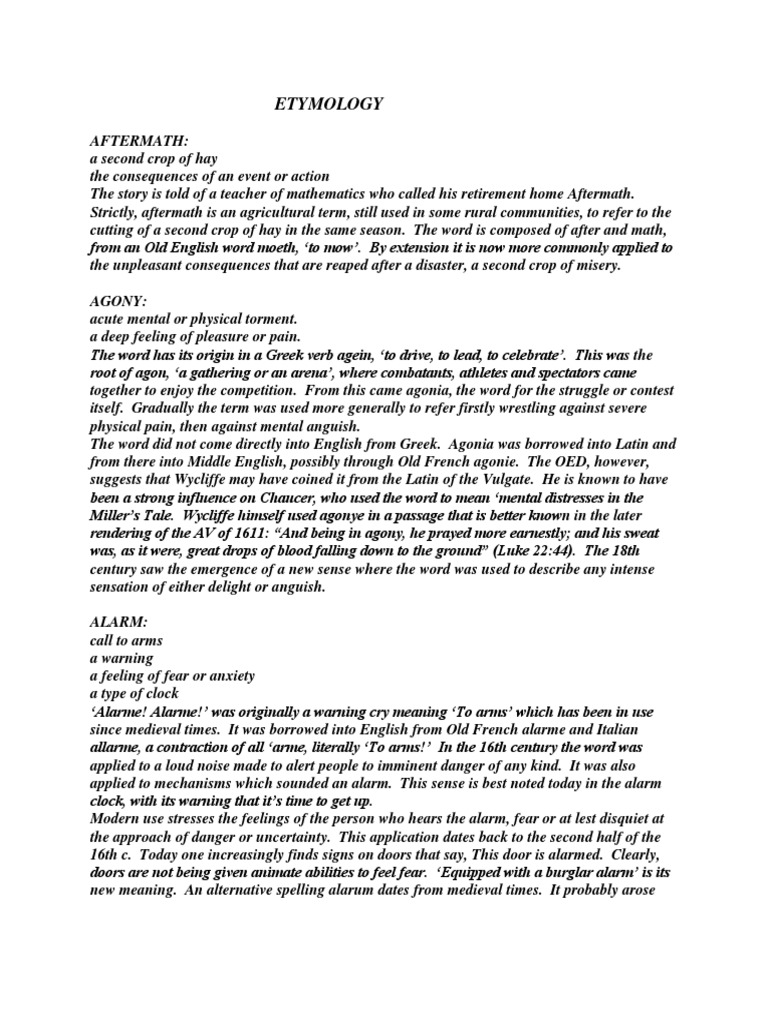 Etymologies and Origins Exploring the Historical Development and