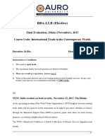 BBA-LLB (Elective) : Final Evaluation, (Main) (November), 2017 Course Code: International Trade in The Contemporary World