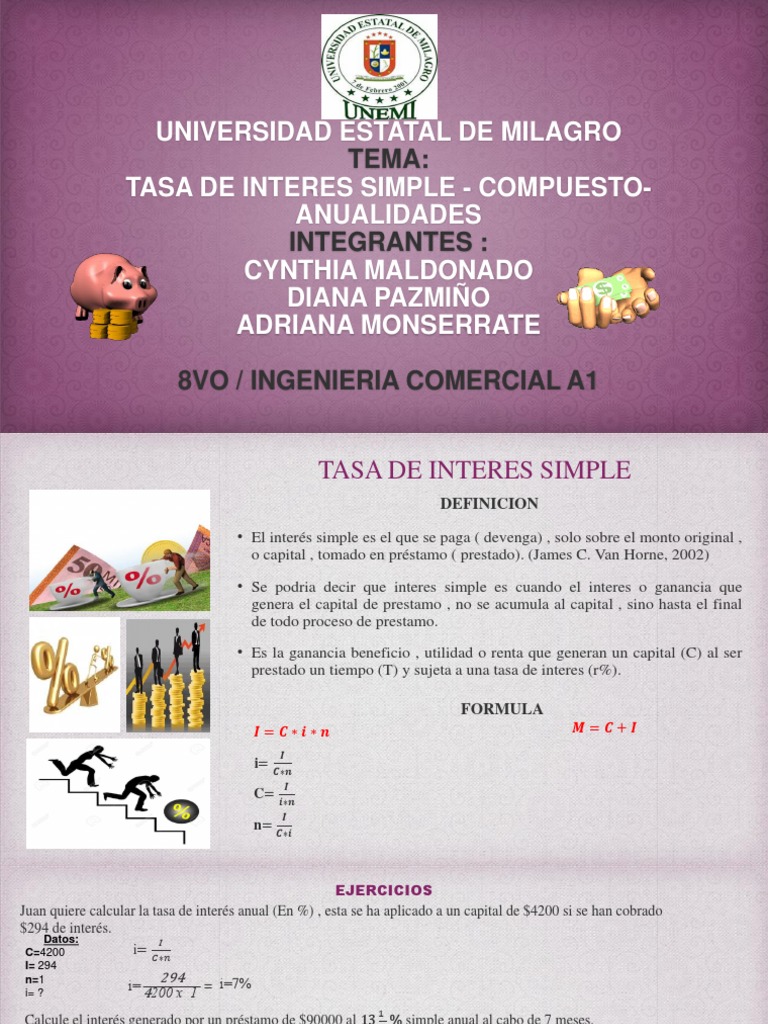 Exposicion de Tasa de Interes Simple y Compuesto | PDF | Interés ...