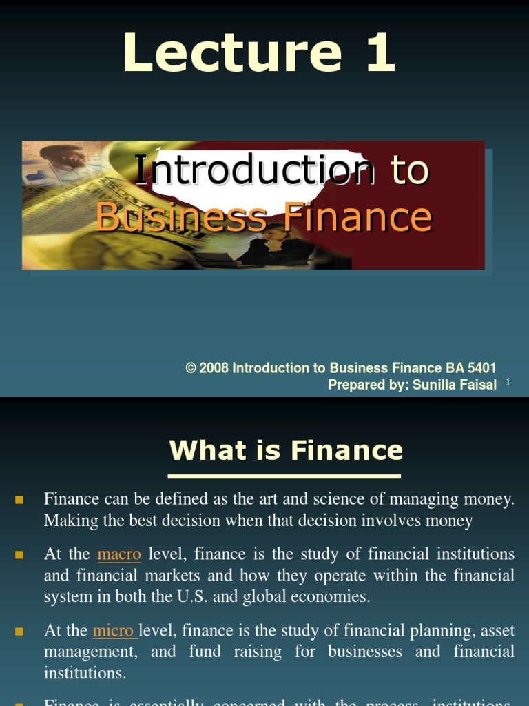 Introduction to Business Finance.ppt Financial Markets Capital Market
