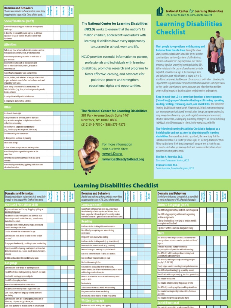 LD Checklist | PDF | Learning Disability | Disability
