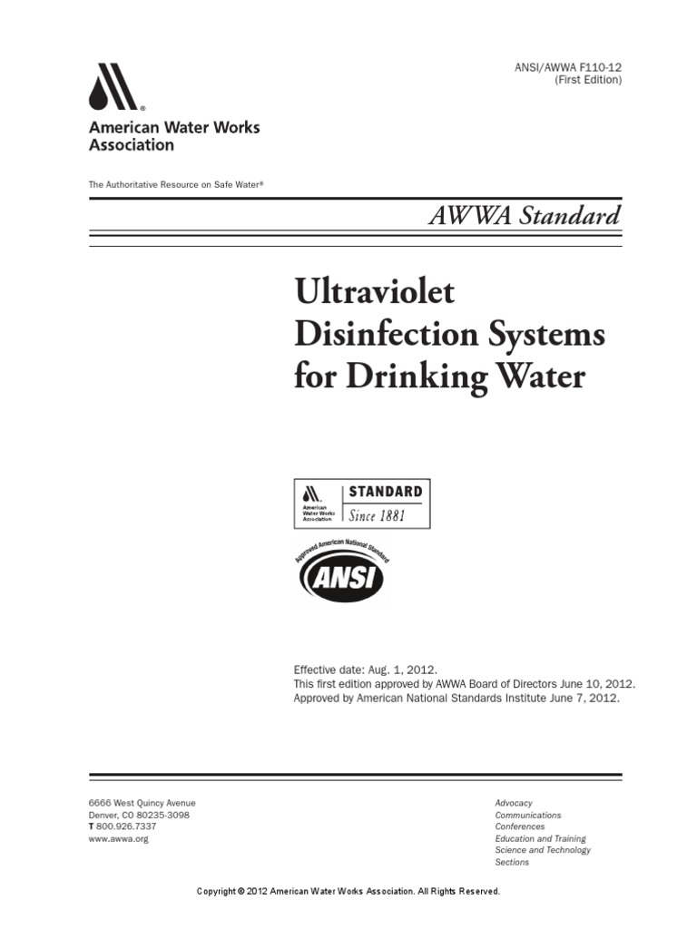 (AWWA Standard F110-12) AWWA-Ultraviolet Disinfection Systems For ...