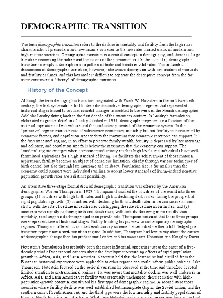 Understanding Demographic Transition | PDF | Demography | Life Expectancy