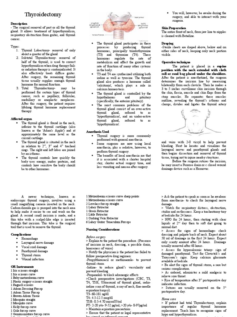 Overview of Thyroidectomy Procedures | PDF | Thyroid | Hyperthyroidism