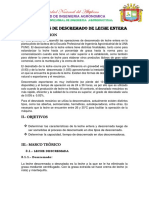 Informe de Descremado de Leche Entera