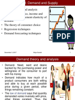Demand Theory and Analysis - Application of Price, Income and Cross and Advertisement Elasticity of Demand - The Theory of Consumer Choice - Regression Techniques - Demand Forecasting Techniques
