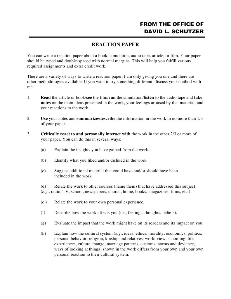 How to Write a Reaction Paper | PDF