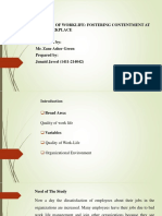Quality of Worklife Fostering Contentment in Workplace