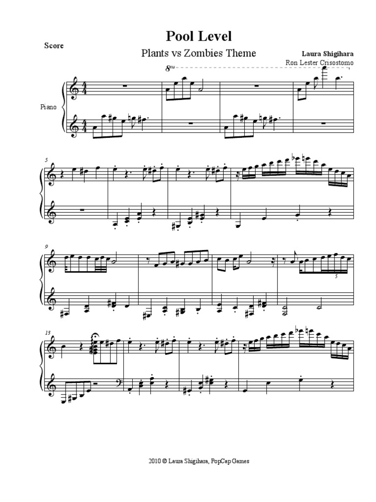 Pvz Pool Level Piano Performing Arts Musical Compositions