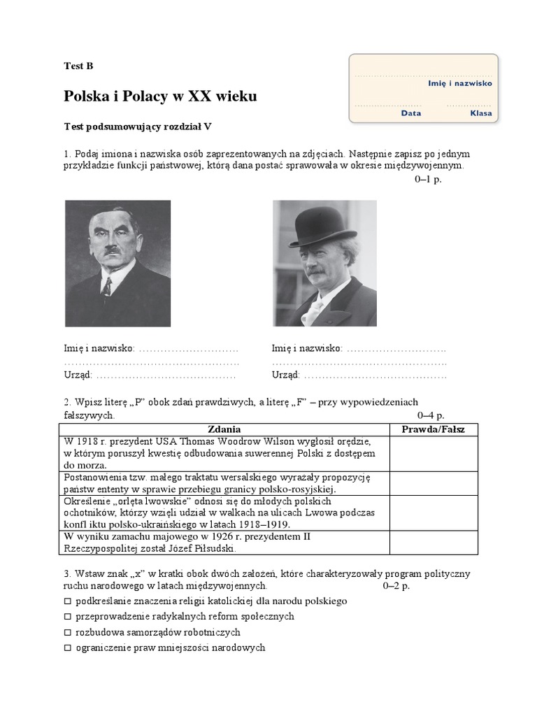 Poznać Przeszłość Wiek 20 Sprawdzian Ii Wojna światowa