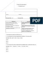 Prueba de Matemáticas Cuarto