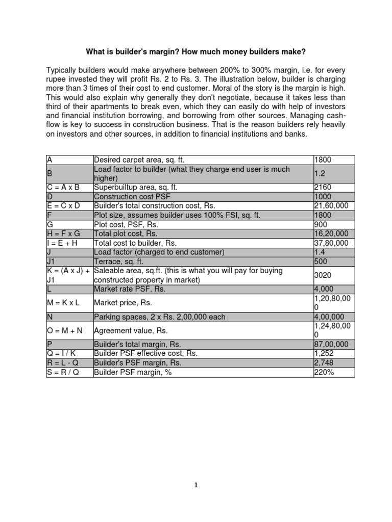 What Is Builder's Margin? How Much Money Builders Make? PDF