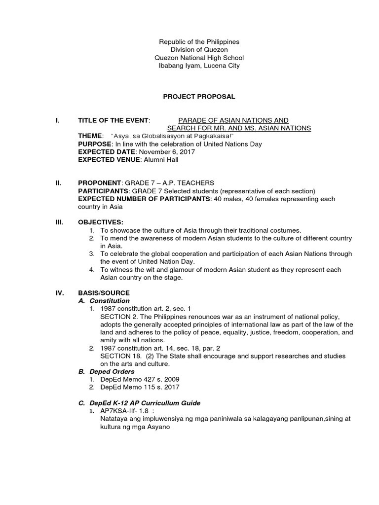 Asian Nations Parade and Pageant Proposal | PDF | Government | Justice
