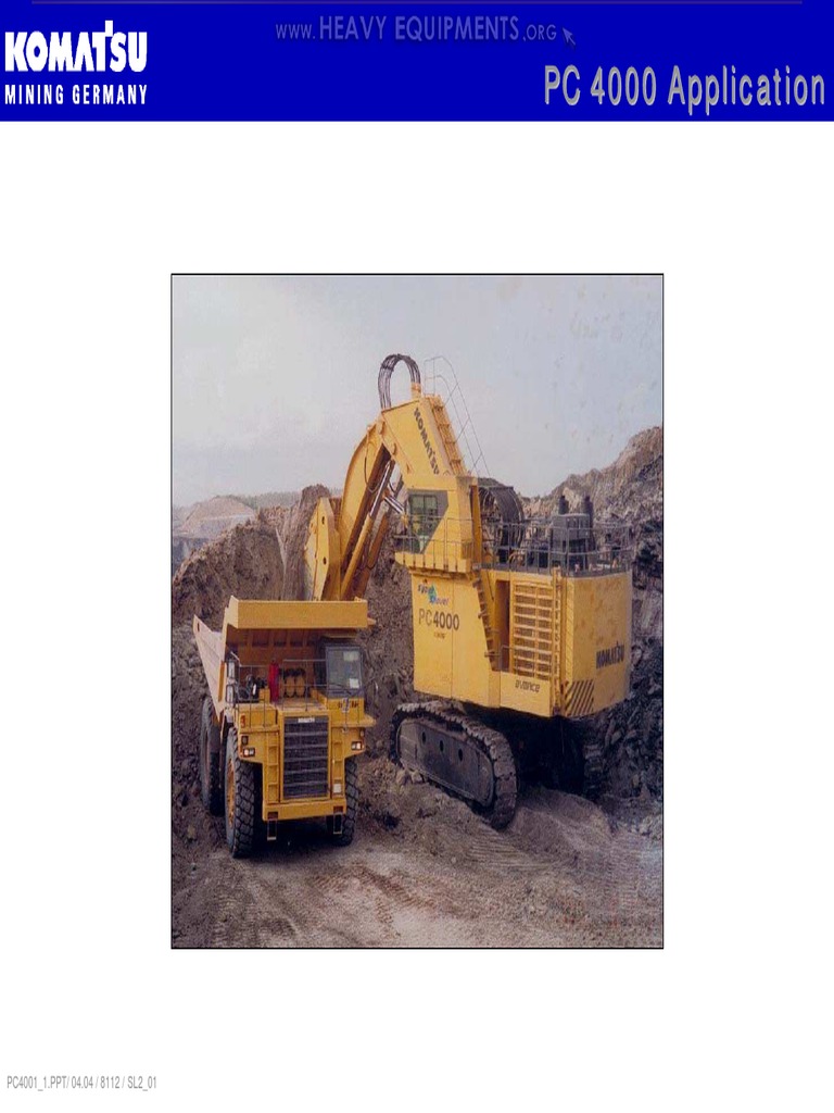 Komatsu PC4000 Excavator Specifications | PDF | Horsepower | Ton
