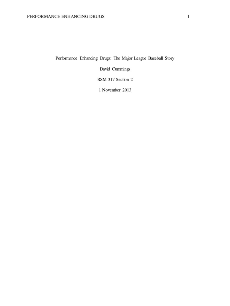 Reaction Paper Ped in Baseball PDF Major League Baseball Sports
