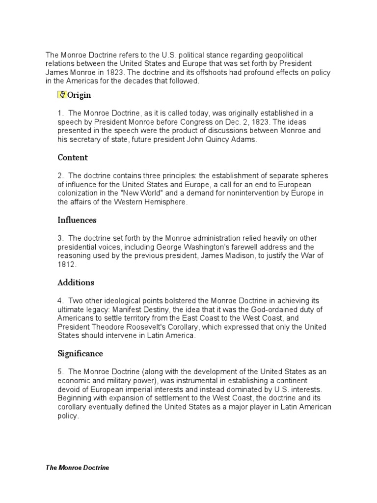 Monroe doctrine summary for kids picture
