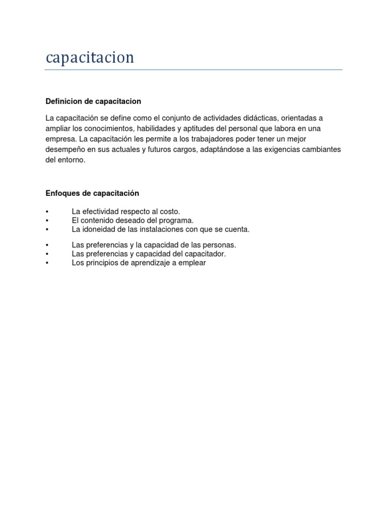 Definicion de Capacitacion | PDF | Crecimiento personal y profesional ...