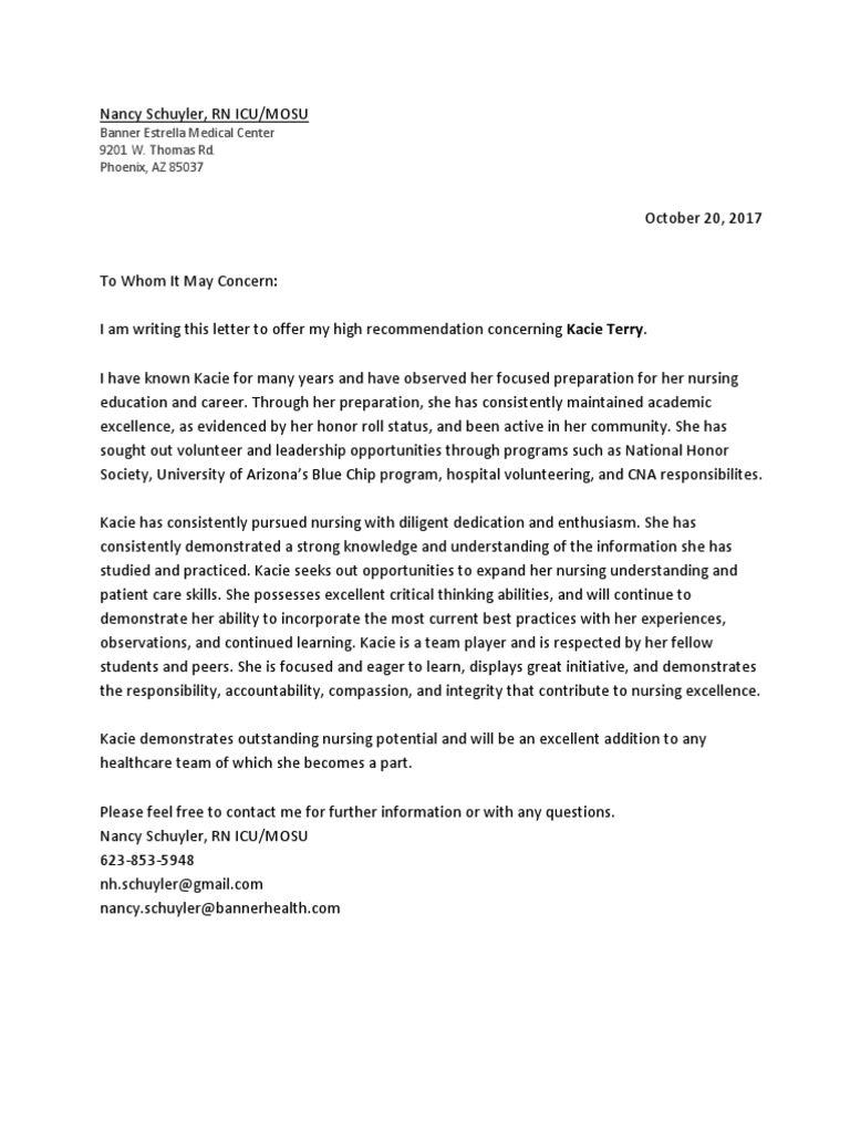 Letter Of Recommendation Kacie Terry