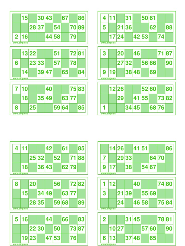 Cartones Bingo 80 Bolas Cartones Bingo 90 Bolas | PDF | Deportes