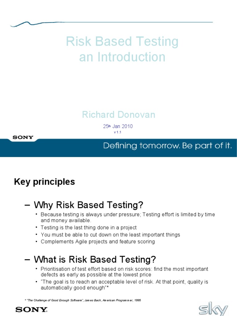Risk Based Testing: Key Principles and Methods | PDF | Risk | Software ...