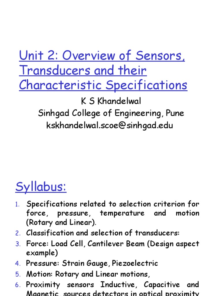 Sensors and Transducers Overview | PDF | Piezoelectricity | Beam ...