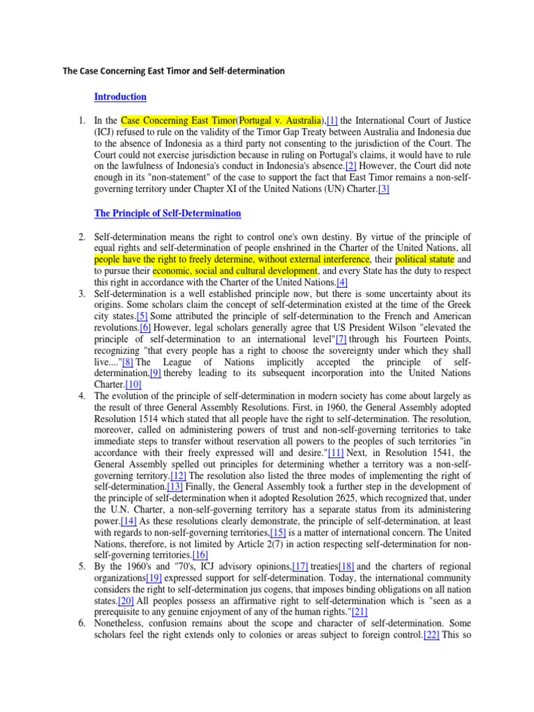 East Timor Case Self Determination East Timor