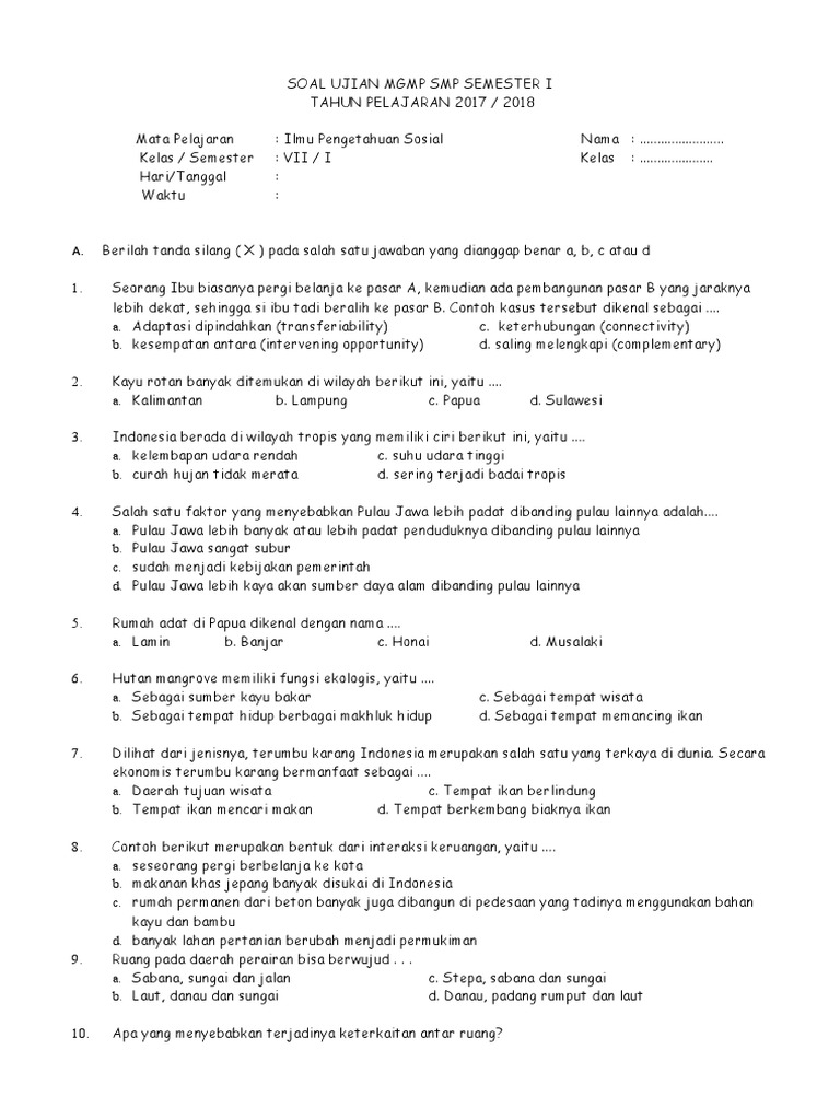 Soal Ips Kelas 7 Pdf