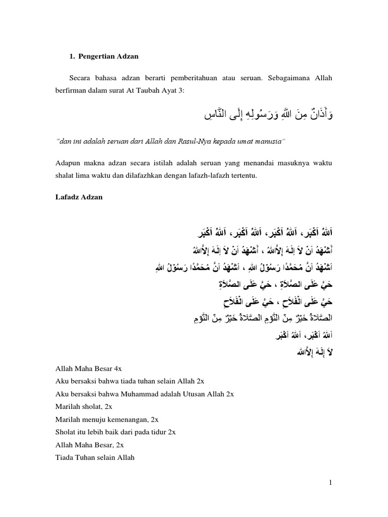 Tata Cara Adzan Dan Iqomah Pdf