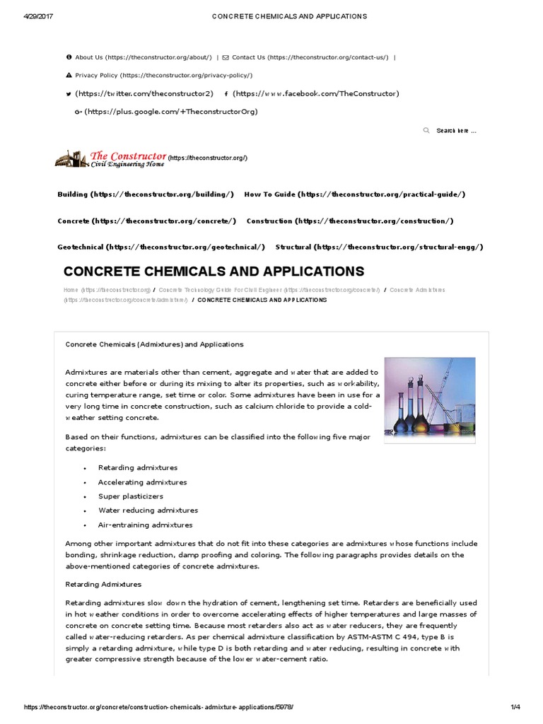 Concrete Chemicals and Applications Concrete Economic Sectors