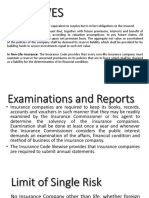 Reserves, Examination and Reports and Limit of Single Risk