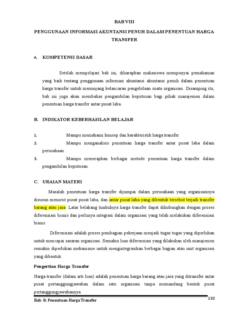 Bab Viii Penentuan Harga Transfer