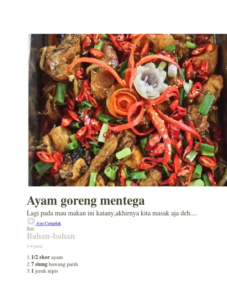 Masak Ayam Mentega