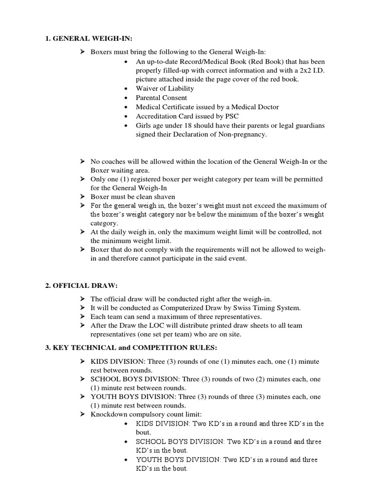 Boxing Guidelines PDF Sports Leisure