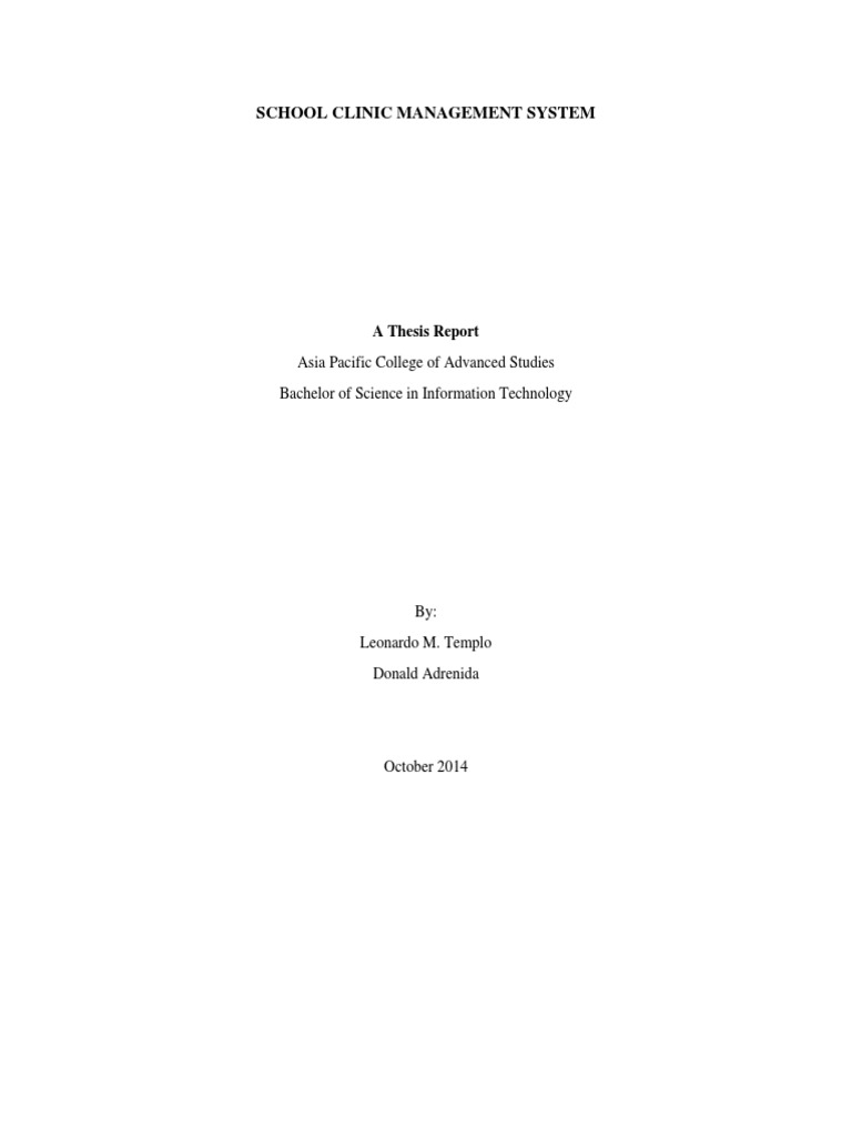 School Clinic Management System Thesis | PDF | Science & Mathematics