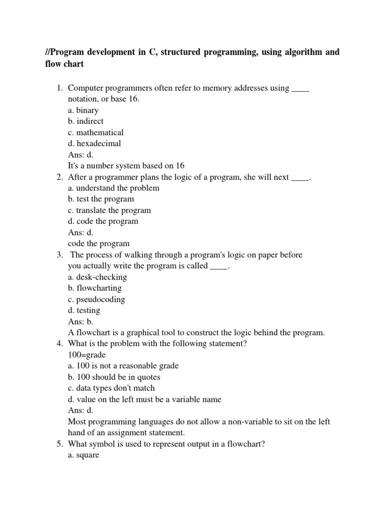 Basic C Programming MCQquestions For Engineering Student | PDF | C ...