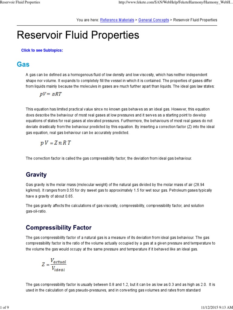 Reservoir Fluid Properties Gases Viscosity