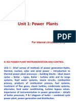 Unit 1: Power Plants: For Internal Circulation Only