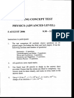 Nanyang Concept Test Physics (Advanced Level) : 5 AUGUST 2006