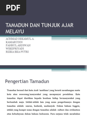 Tamadun Dan Tunjuk Ajar Melayu Pdf