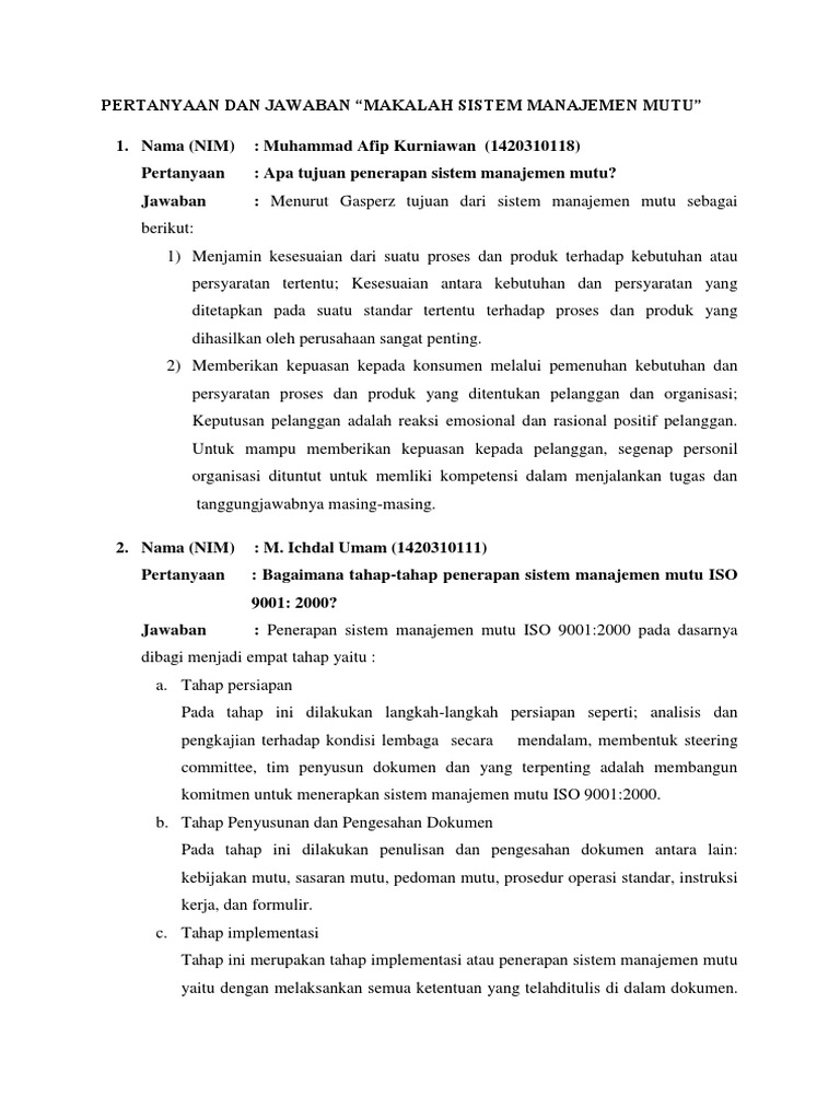Pertanyaan Dan Jawaban