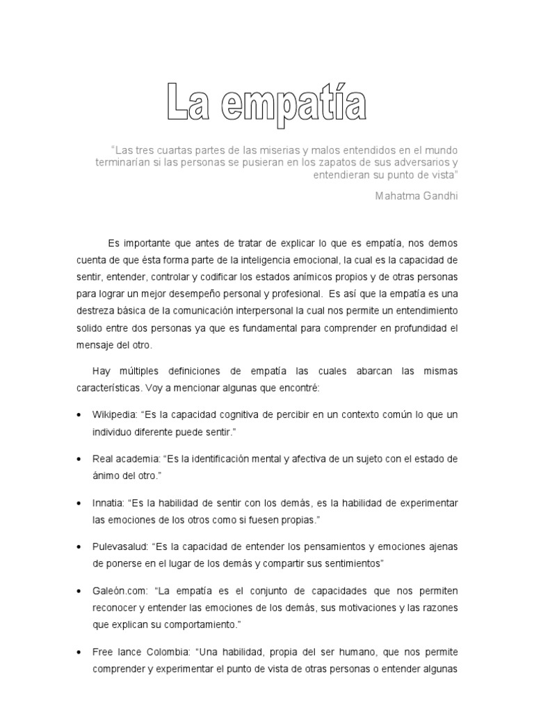 La importancia de la empatía en la comunicación | PDF | Empatía | Las ...