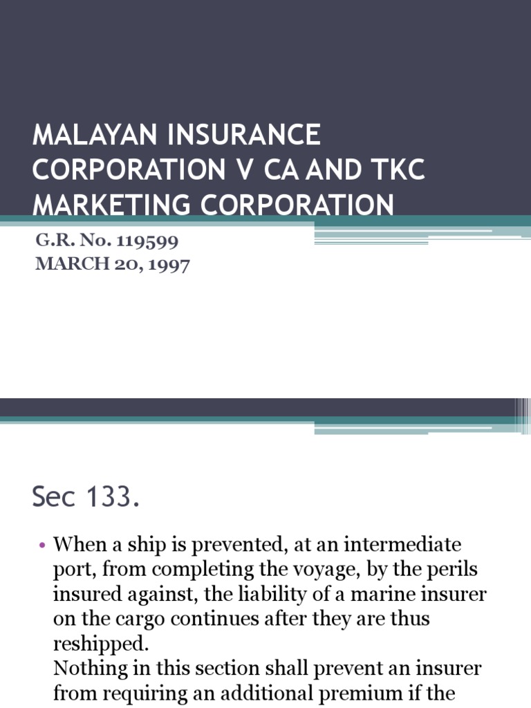 Malayan Insurance Corporation V CA and TKC Marketing | PDF | Search And ...
