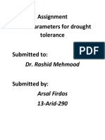 Assignment List of Parameters For Drought Tolerance: Dr. Rashid Mehmood