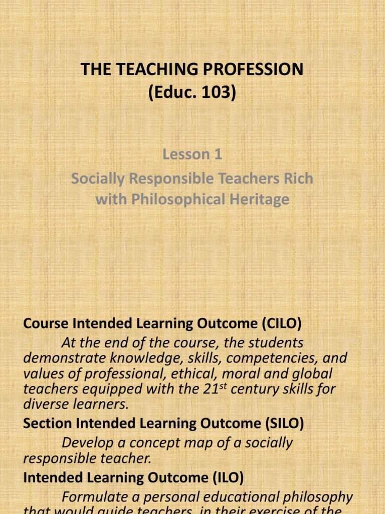 Lesson 1 Socially Responsible Teacher Philosophy Of Education Pragmatism