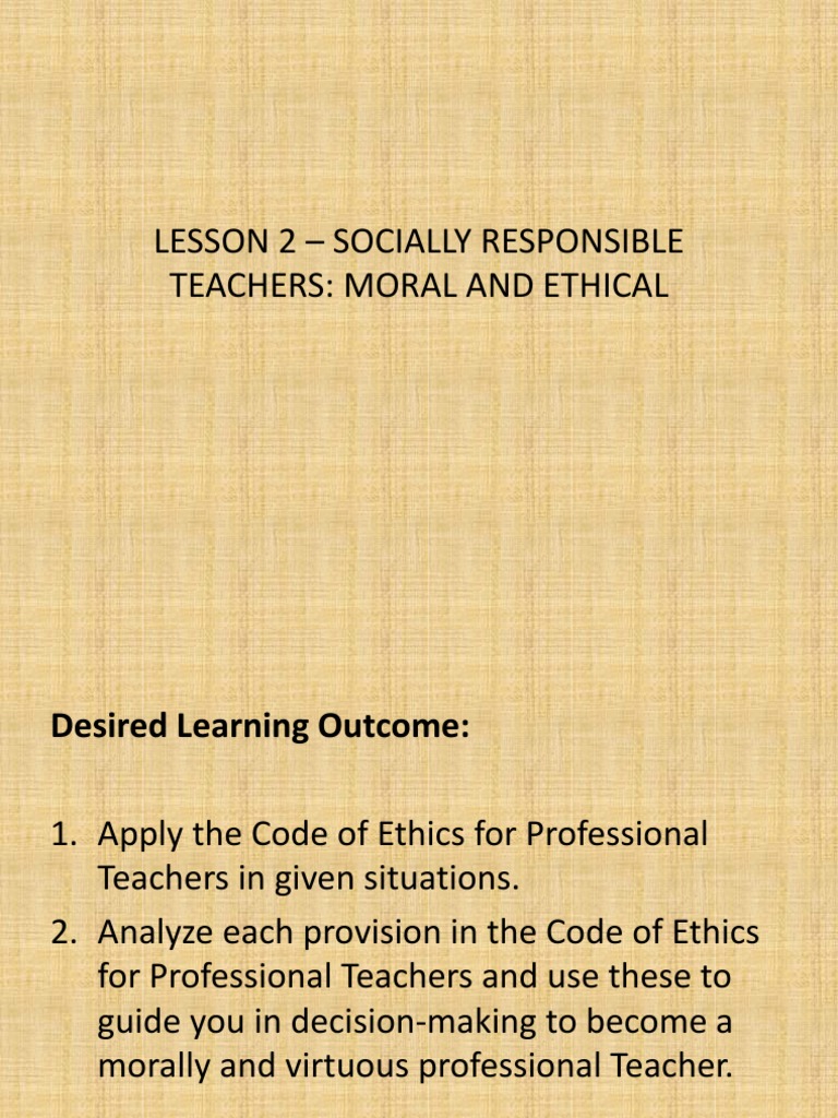 Code Of Ethics Morality Teachers