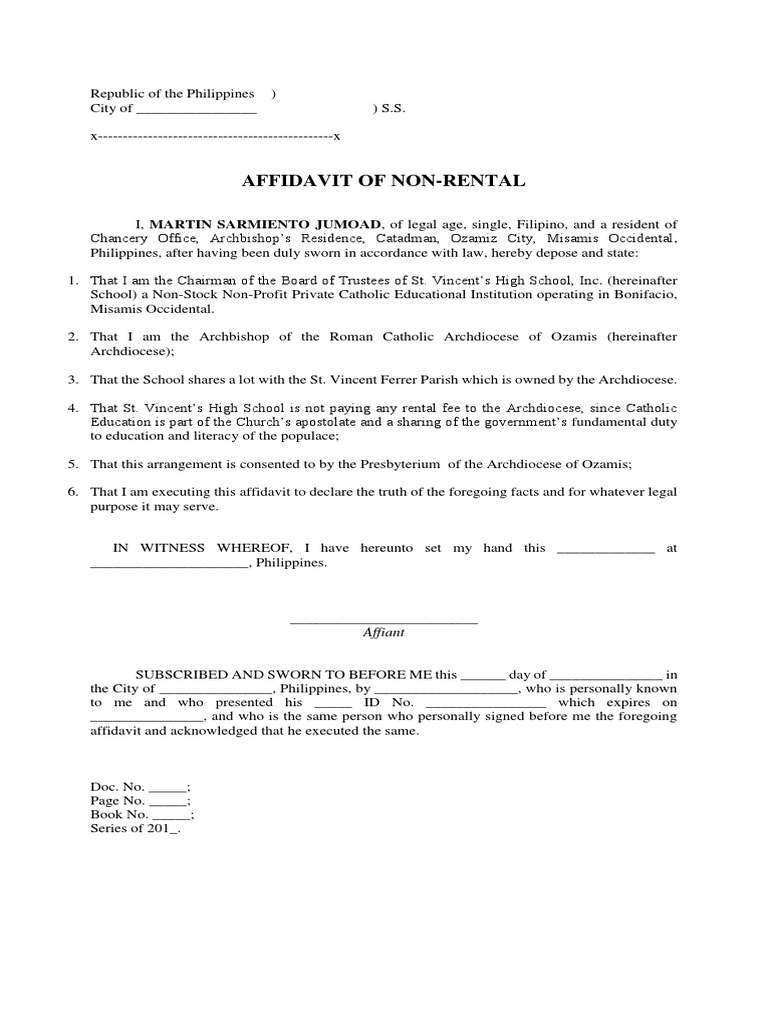 Affidavit of Non-Rental | PDF