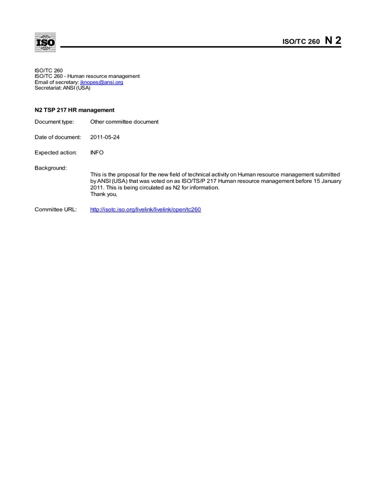 Iso-Tc260 n0002 n2 TSP 217 HR Management | PDF | Human Resource ...